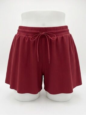 Yogalicious Ribbed Whitney 2-in-1 Running Shorts Red Large